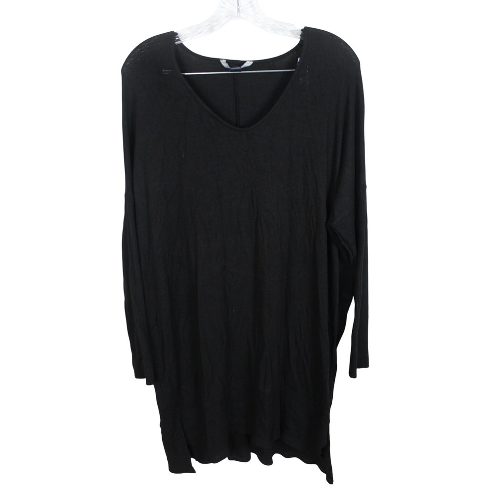American Eagle Womens Black V-Neck Long Sleeve Tunic Top Relaxed Fit Medium